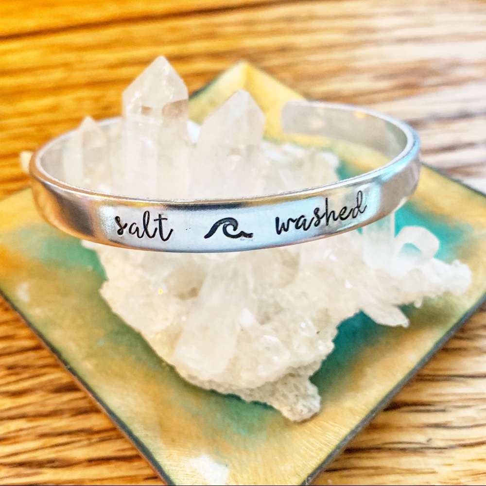 🆕 Salt Washed Salt Life Mermaid Handstamped Cuff Bracelet